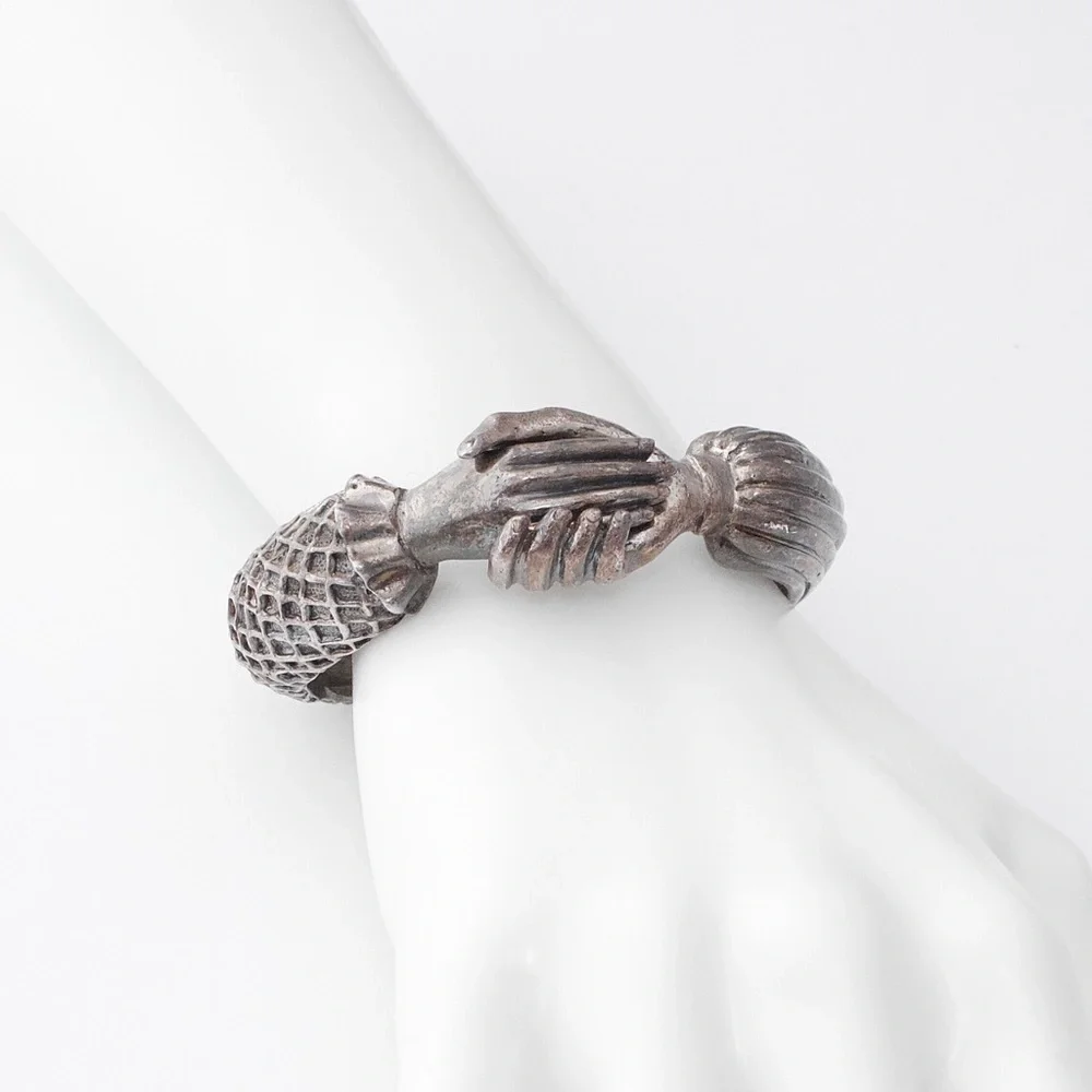 Vintage Diane Love for Trifari Fede Bracelet Silver Plate Clasped Hands 1970s - Picture 8 of 9